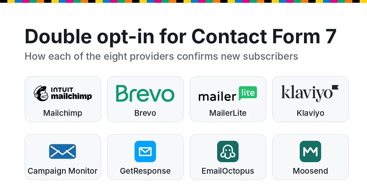 Double opt-in for Contact Form 7 across eight email providers