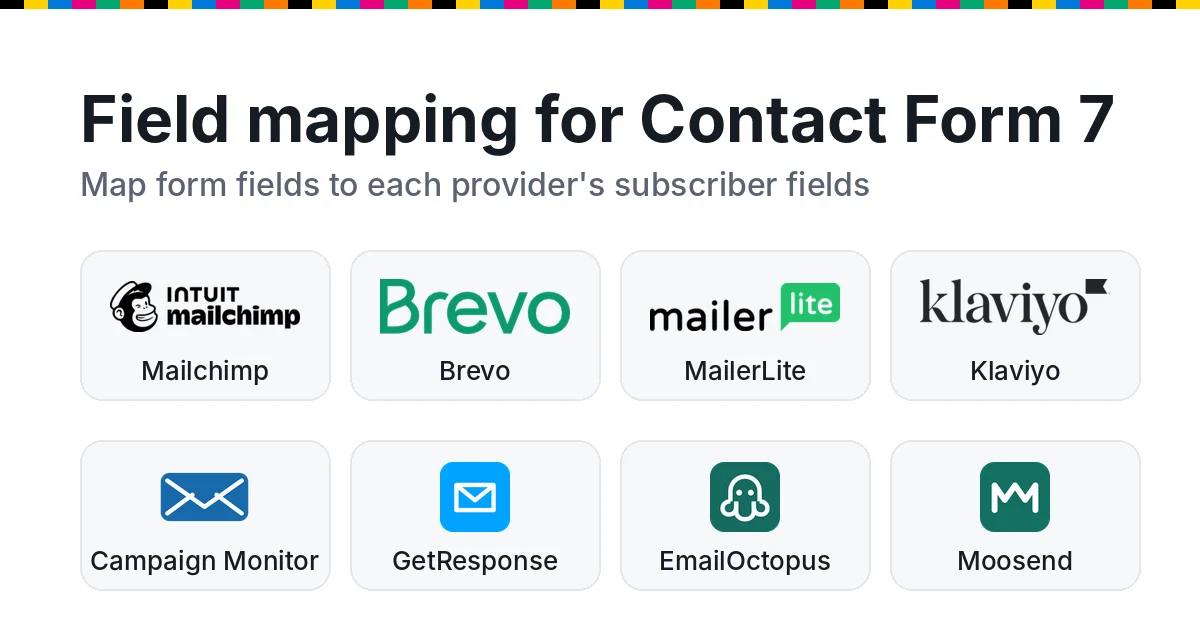 Field mapping for Contact Form 7 to eight email providers