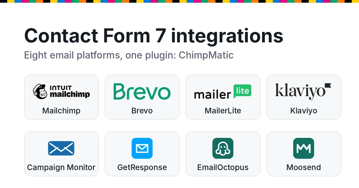 Contact Form 7 integrations in ChimpMatic: eight email platforms